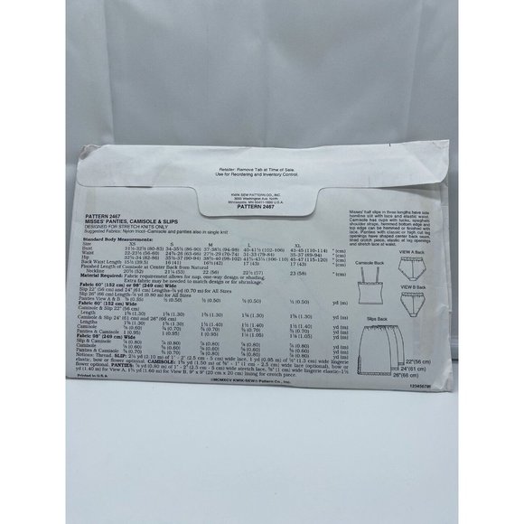 Kwik Sew Sewing Pattern 2467 Misses Panties Camisole Slip Size XS-S-M-L-XL Uncut - Picture 2 of 2